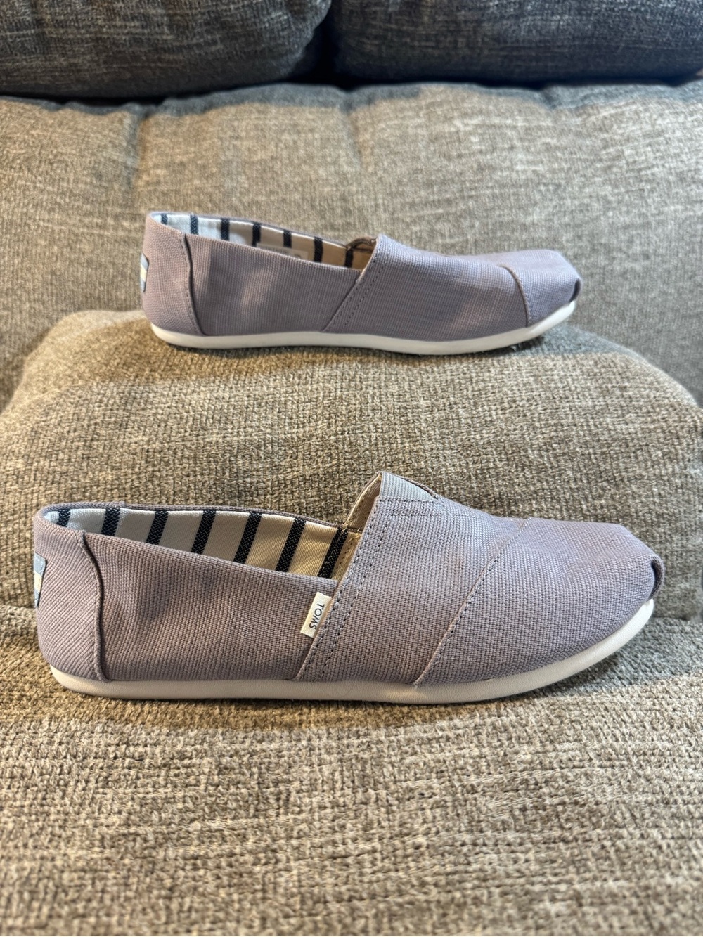 TOMS Women's Alpargata Slip-On Flats Morning Dove Grey Heritage Canvas Size 8
